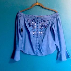 Off the shoulder embroidered top